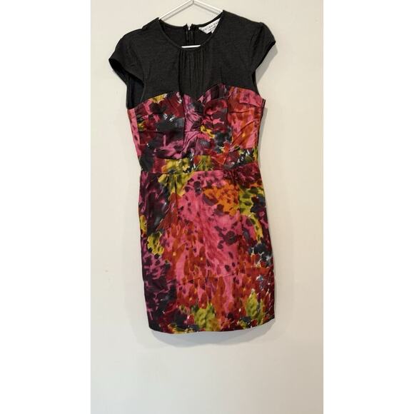Trina Turk L.A Women's Mock Strapless Watercolor Dress Size 6 Wool / Silk 1716 - Picture 2 of 9